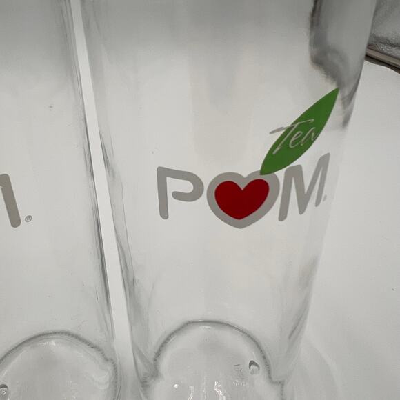 POM Drinking Glasses Set of 4 Clear Tall Logo Leaf Heart 6.5 in Collector - Picture 5 of 10